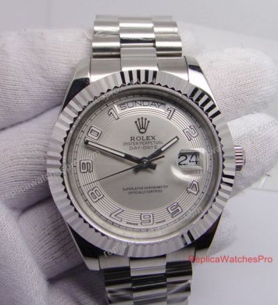 Top Grade Replica Rolex Oyster Perpetual Day Date ii Watch 41mm - Silver Arabic Dial